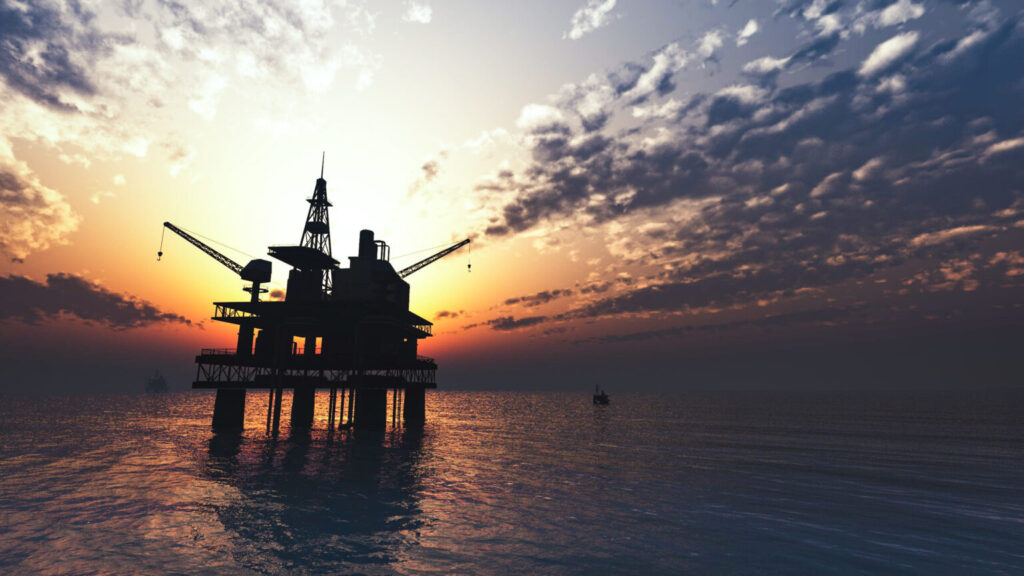 Oil Drill Rig Platform on the Sea